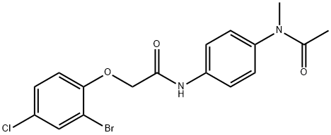 N-{4-[acetyl(methyl)amino]phenyl}-2-(2-bromo-4-chlorophenoxy)acetamide 结构式