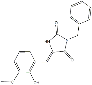 3-benzyl-5-(2-hydroxy-3-methoxybenzylidene)-2,4-imidazolidinedione 结构式