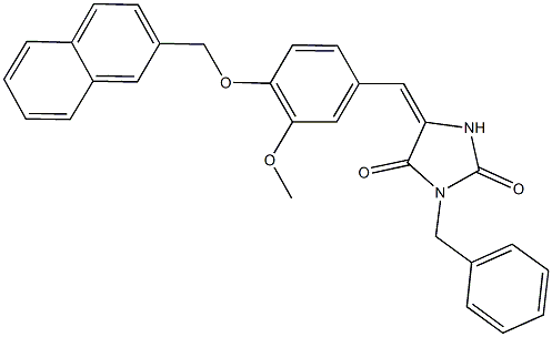 3-benzyl-5-[3-methoxy-4-(2-naphthylmethoxy)benzylidene]-2,4-imidazolidinedione 结构式
