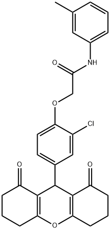 2-[2-chloro-4-(1,8-dioxo-2,3,4,5,6,7,8,9-octahydro-1H-xanthen-9-yl)phenoxy]-N-(3-methylphenyl)acetamide 结构式