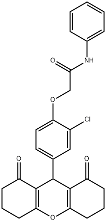 2-[2-chloro-4-(1,8-dioxo-2,3,4,5,6,7,8,9-octahydro-1H-xanthen-9-yl)phenoxy]-N-phenylacetamide 结构式