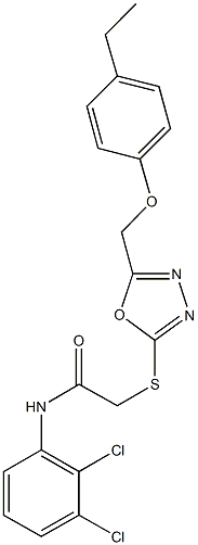 N-(2,3-dichlorophenyl)-2-({5-[(4-ethylphenoxy)methyl]-1,3,4-oxadiazol-2-yl}sulfanyl)acetamide 结构式