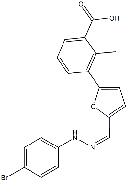 3-{5-[2-(4-bromophenyl)carbohydrazonoyl]-2-furyl}-2-methylbenzoic acid 结构式