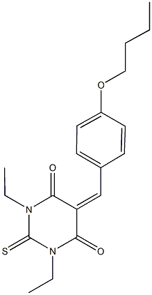 5-(4-butoxybenzylidene)-1,3-diethyl-2-thioxodihydro-4,6(1H,5H)-pyrimidinedione 结构式