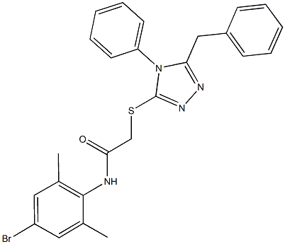 2-[(5-benzyl-4-phenyl-4H-1,2,4-triazol-3-yl)sulfanyl]-N-(4-bromo-2,6-dimethylphenyl)acetamide 结构式