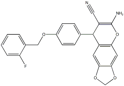 6-amino-8-{4-[(2-fluorobenzyl)oxy]phenyl}-8H-[1,3]dioxolo[4,5-g]chromene-7-carbonitrile 结构式
