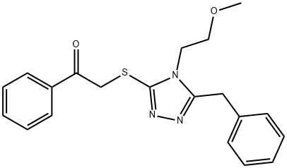 2-{[5-benzyl-4-(2-methoxyethyl)-4H-1,2,4-triazol-3-yl]sulfanyl}-1-phenylethanone 结构式