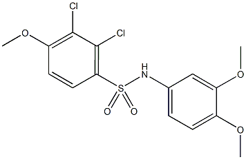 2,3-dichloro-N-(3,4-dimethoxyphenyl)-4-methoxybenzenesulfonamide 结构式