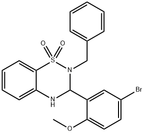 2-(2-benzyl-1,1-dioxido-3,4-dihydro-2H-1,2,4-benzothiadiazin-3-yl)-4-bromophenyl methyl ether 结构式