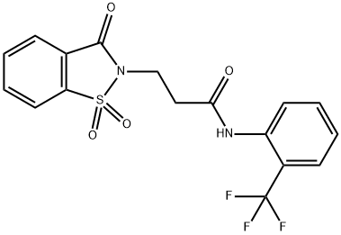 3-(1,1-dioxido-3-oxo-1,2-benzisothiazol-2(3H)-yl)-N-[2-(trifluoromethyl)phenyl]propanamide 结构式