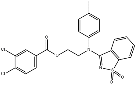 2-[(1,1-dioxido-1,2-benzisothiazol-3-yl)-4-methylanilino]ethyl 3,4-dichlorobenzoate 结构式