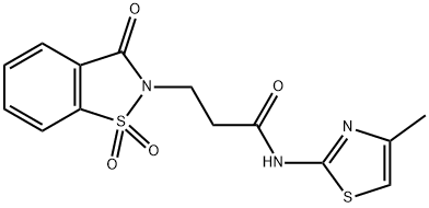 3-(1,1-dioxido-3-oxo-1,2-benzisothiazol-2(3H)-yl)-N-(4-methyl-1,3-thiazol-2-yl)propanamide 结构式