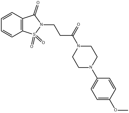 2-{3-[4-(4-methoxyphenyl)-1-piperazinyl]-3-oxopropyl}-1,2-benzisothiazol-3(2H)-one 1,1-dioxide 结构式