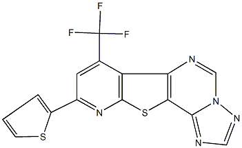 9-(2-thienyl)-7-(trifluoromethyl)pyrido[3',2':4,5]thieno[2,3-e][1,2,4]triazolo[1,5-c]pyrimidine 结构式