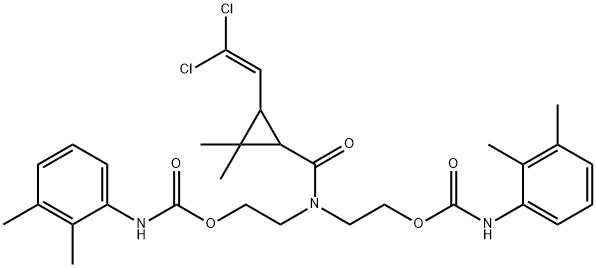 2-[{[3-(2,2-dichlorovinyl)-2,2-dimethylcyclopropyl]carbonyl}(2-{[(2,3-dimethylanilino)carbonyl]oxy}ethyl)amino]ethyl 2,3-dimethylphenylcarbamate 结构式