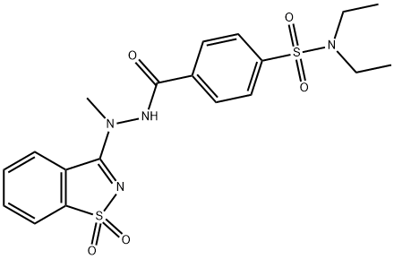 4-{[2-(1,1-dioxido-1,2-benzisothiazol-3-yl)-2-methylhydrazino]carbonyl}-N,N-diethylbenzenesulfonamide 结构式