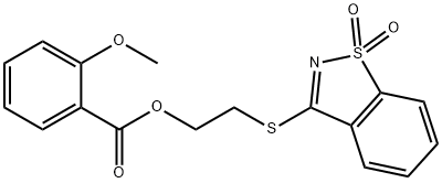 2-[(1,1-dioxido-1,2-benzisothiazol-3-yl)sulfanyl]ethyl 2-methoxybenzoate 结构式