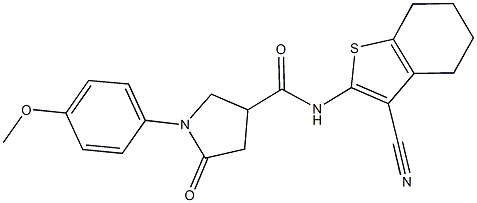 N-(3-cyano-4,5,6,7-tetrahydro-1-benzothien-2-yl)-1-(4-methoxyphenyl)-5-oxo-3-pyrrolidinecarboxamide 结构式