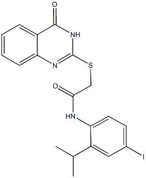 N-(4-iodo-2-isopropylphenyl)-2-[(4-oxo-3,4-dihydro-2-quinazolinyl)sulfanyl]acetamide 结构式