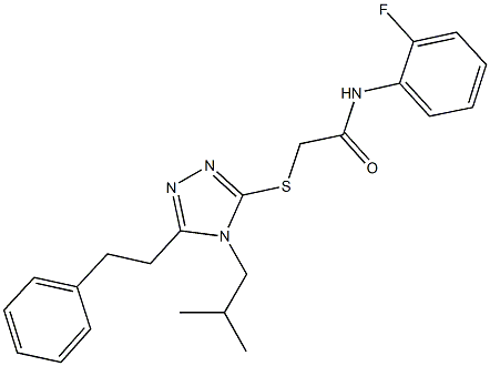 N-(2-fluorophenyl)-2-{[4-isobutyl-5-(2-phenylethyl)-4H-1,2,4-triazol-3-yl]thio}acetamide 结构式