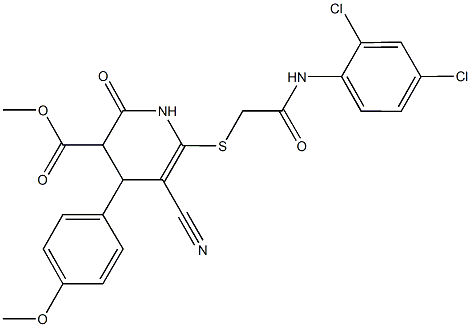 methyl 5-cyano-6-{[2-(2,4-dichloroanilino)-2-oxoethyl]sulfanyl}-4-(4-methoxyphenyl)-2-oxo-1,2,3,4-tetrahydro-3-pyridinecarboxylate 结构式