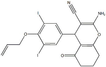 4-[4-(allyloxy)-3,5-diiodophenyl]-2-amino-5-oxo-5,6,7,8-tetrahydro-4H-chromene-3-carbonitrile 结构式