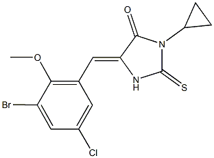 5-(3-bromo-5-chloro-2-methoxybenzylidene)-3-cyclopropyl-2-thioxo-4-imidazolidinone 结构式