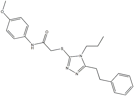 N-(4-methoxyphenyl)-2-{[5-(2-phenylethyl)-4-propyl-4H-1,2,4-triazol-3-yl]sulfanyl}acetamide 结构式