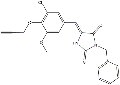 3-benzyl-5-[3-chloro-5-methoxy-4-(2-propynyloxy)benzylidene]-2-thioxo-4-imidazolidinone 结构式
