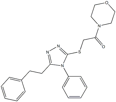 2-(4-morpholinyl)-2-oxoethyl 4-phenyl-5-(2-phenylethyl)-4H-1,2,4-triazol-3-yl sulfide 结构式