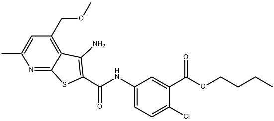 butyl 5-({[3-amino-4-(methoxymethyl)-6-methylthieno[2,3-b]pyridin-2-yl]carbonyl}amino)-2-chlorobenzoate 结构式