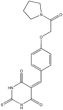 5-{4-[2-oxo-2-(1-pyrrolidinyl)ethoxy]benzylidene}-2-thioxodihydro-4,6(1H,5H)-pyrimidinedione 结构式