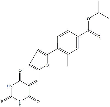 isopropyl 4-{5-[(4,6-dioxo-2-thioxotetrahydro-5(2H)-pyrimidinylidene)methyl]-2-furyl}-3-methylbenzoate 结构式