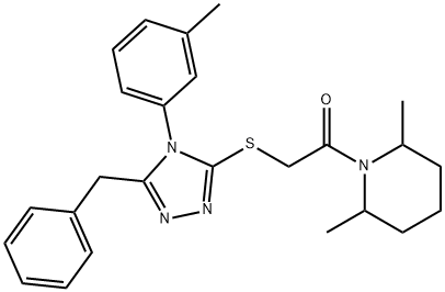 5-benzyl-4-(3-methylphenyl)-4H-1,2,4-triazol-3-yl 2-(2,6-dimethyl-1-piperidinyl)-2-oxoethyl sulfide 结构式