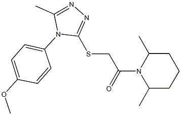 4-(3-{[2-(2,6-dimethyl-1-piperidinyl)-2-oxoethyl]sulfanyl}-5-methyl-4H-1,2,4-triazol-4-yl)phenyl methyl ether 结构式