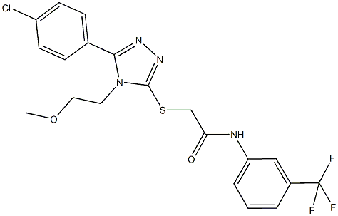 2-{[5-(4-chlorophenyl)-4-(2-methoxyethyl)-4H-1,2,4-triazol-3-yl]sulfanyl}-N-[3-(trifluoromethyl)phenyl]acetamide 结构式