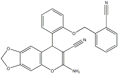 6-amino-8-{2-[(2-cyanobenzyl)oxy]phenyl}-8H-[1,3]dioxolo[4,5-g]chromene-7-carbonitrile 结构式