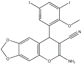 6-amino-8-(3,5-diiodo-2-methoxyphenyl)-8H-[1,3]dioxolo[4,5-g]chromene-7-carbonitrile 结构式