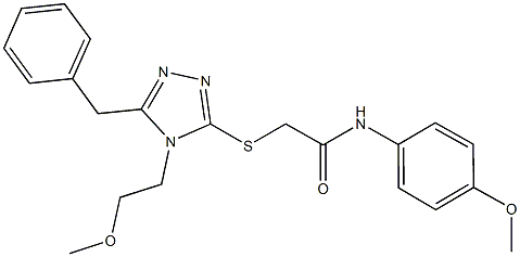 2-{[5-benzyl-4-(2-methoxyethyl)-4H-1,2,4-triazol-3-yl]sulfanyl}-N-(4-methoxyphenyl)acetamide 结构式