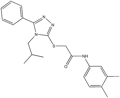 N-(3,4-dimethylphenyl)-2-[(4-isobutyl-5-phenyl-4H-1,2,4-triazol-3-yl)sulfanyl]acetamide 结构式