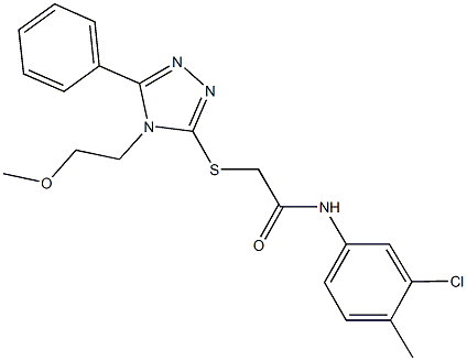 N-(3-chloro-4-methylphenyl)-2-{[4-(2-methoxyethyl)-5-phenyl-4H-1,2,4-triazol-3-yl]sulfanyl}acetamide 结构式