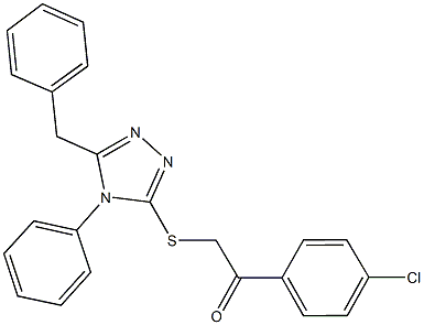 2-[(5-benzyl-4-phenyl-4H-1,2,4-triazol-3-yl)sulfanyl]-1-(4-chlorophenyl)ethanone 结构式