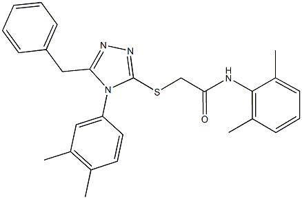 2-{[5-benzyl-4-(3,4-dimethylphenyl)-4H-1,2,4-triazol-3-yl]sulfanyl}-N-(2,6-dimethylphenyl)acetamide 结构式