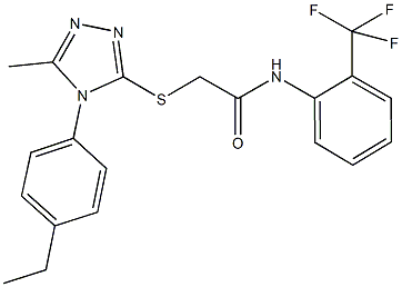 2-{[4-(4-ethylphenyl)-5-methyl-4H-1,2,4-triazol-3-yl]sulfanyl}-N-[2-(trifluoromethyl)phenyl]acetamide 结构式