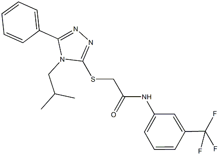 2-[(4-isobutyl-5-phenyl-4H-1,2,4-triazol-3-yl)sulfanyl]-N-[3-(trifluoromethyl)phenyl]acetamide 结构式