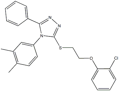 3-{[2-(2-chlorophenoxy)ethyl]sulfanyl}-4-(3,4-dimethylphenyl)-5-phenyl-4H-1,2,4-triazole 结构式