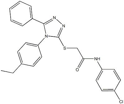 N-(4-chlorophenyl)-2-{[4-(4-ethylphenyl)-5-phenyl-4H-1,2,4-triazol-3-yl]sulfanyl}acetamide 结构式