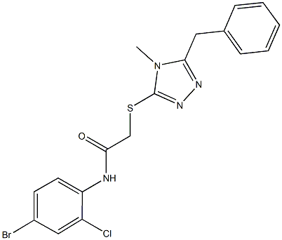 2-[(5-benzyl-4-methyl-4H-1,2,4-triazol-3-yl)sulfanyl]-N-(4-bromo-2-chlorophenyl)acetamide 结构式