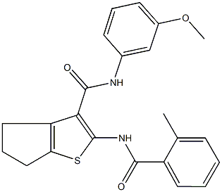 N-(3-methoxyphenyl)-2-[(2-methylbenzoyl)amino]-5,6-dihydro-4H-cyclopenta[b]thiophene-3-carboxamide 结构式