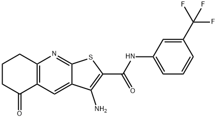 3-amino-5-oxo-N-[3-(trifluoromethyl)phenyl]-5,6,7,8-tetrahydrothieno[2,3-b]quinoline-2-carboxamide 结构式